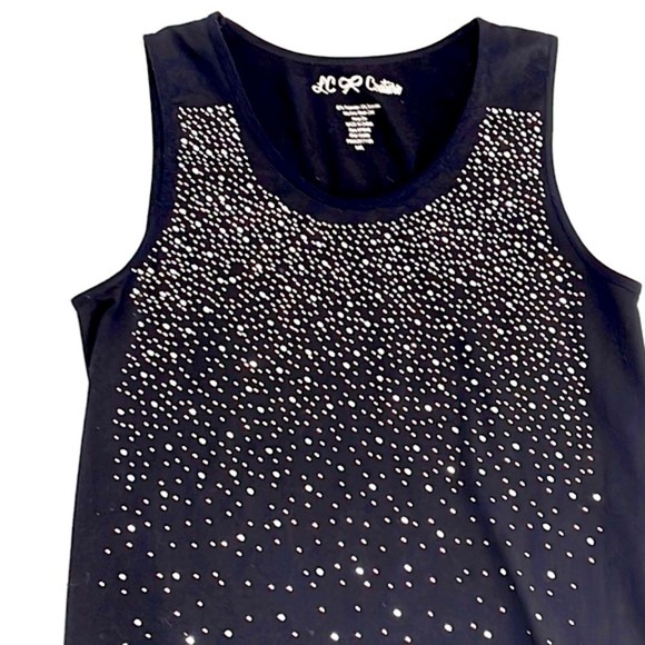 LC Couture Black Rhinestone Tank Top Size M/L - Picture 2 of 8